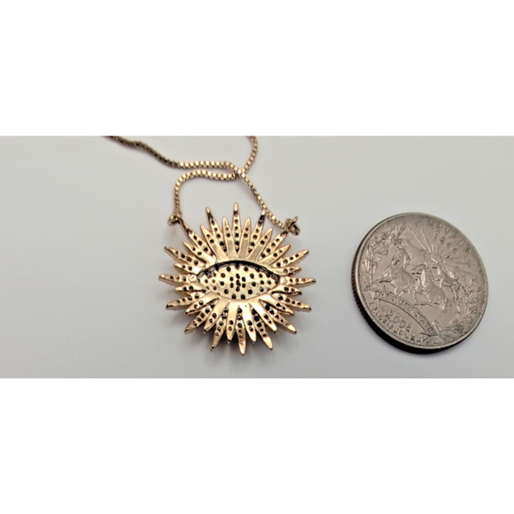 Green And White Cz multi-stone Evil Eye goldtone Necklace 18" W/ Extender nice! - Picture 7 of 7